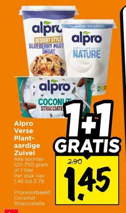 Alpro Verse Plantaardige Zuivel 1+1 GRATIS