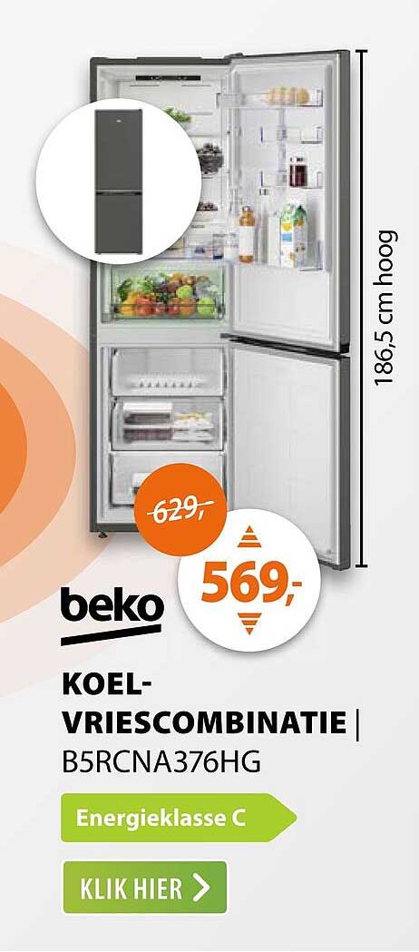 Beko koel-vriescombinatie B5RCNA376HG