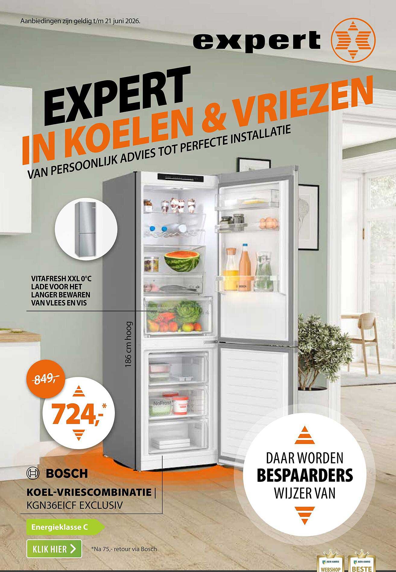 Bosch koel-vriescombinatie KGN36EICF Exclusiv