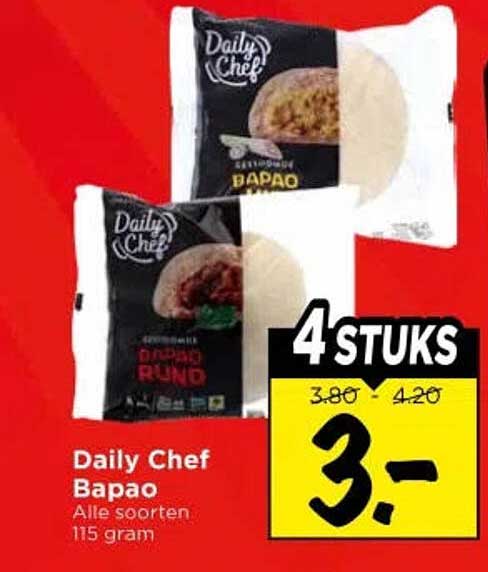 Daily Chef Bapao Alle soorten 115 gram 4 stuks