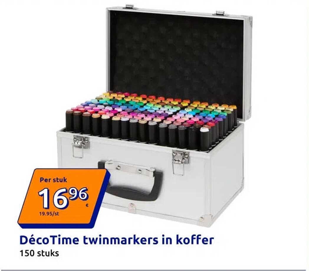DécoTime twinmarkers in koffer 150 stuks