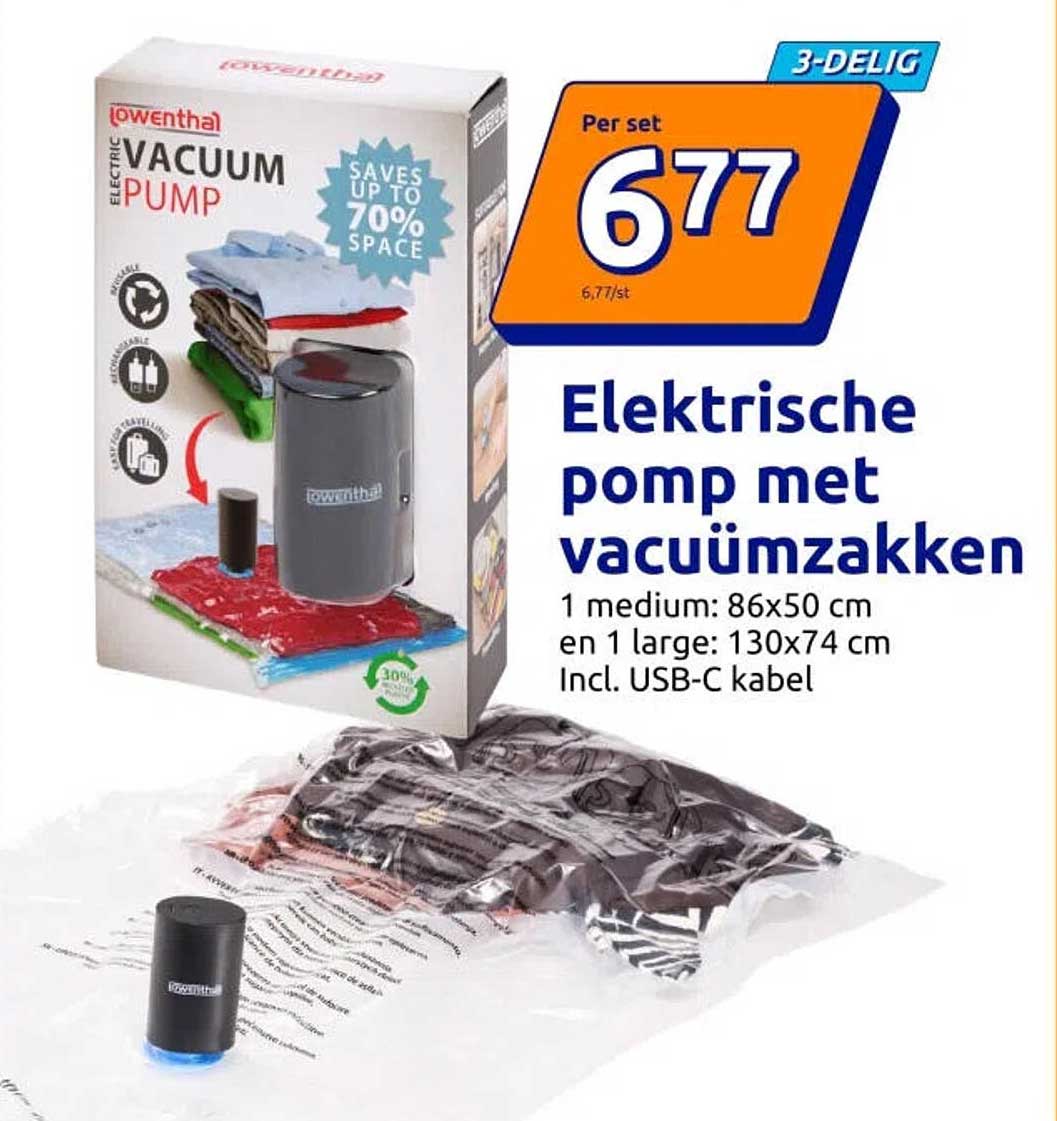 Elektrische pomp met vacuümzakken 3-Delig