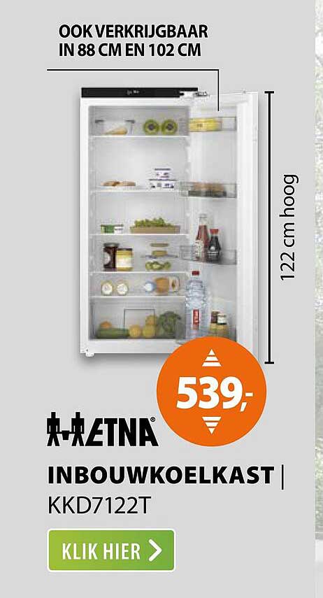ETNA INBOUWKOELKAST KKD7122T