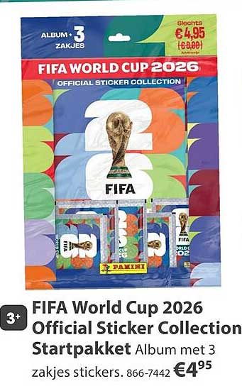 FIFA World Cup 2026 Official Sticker Collection Startpakket Album met 3 zakjes stickers