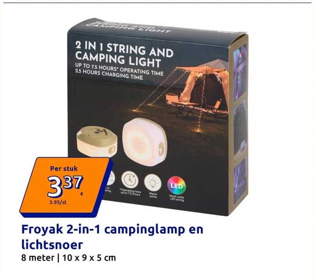 Froyak 2-in-1 campinglamp en lichtsnoer