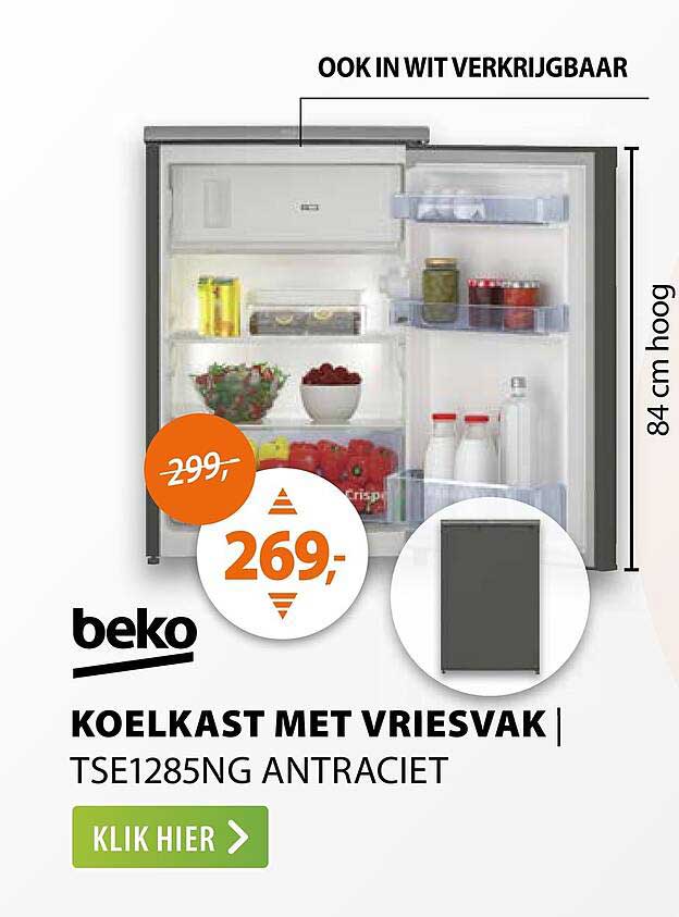 KOELKAST MET VRIESVAK TSE1285NG ANTRACIET