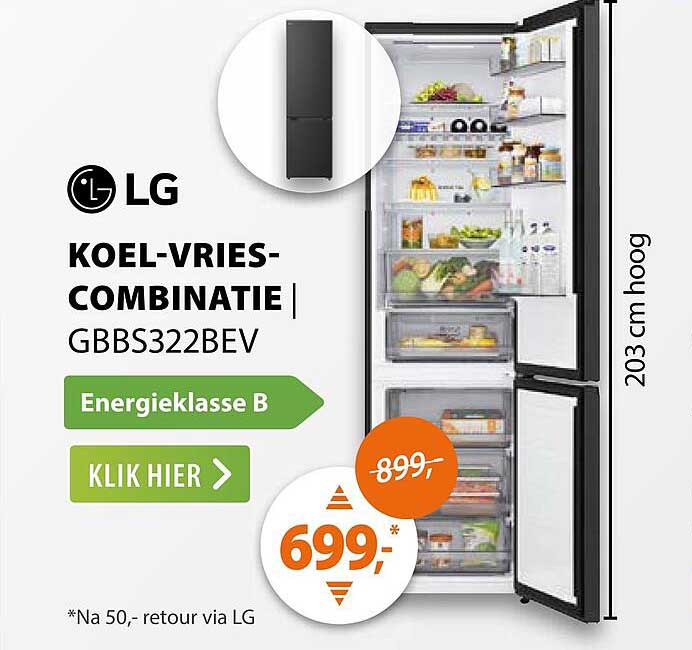 LG KOEL-VRIES-COMBINATIE GBBS322BEV Energieklasse B KLIK HIER