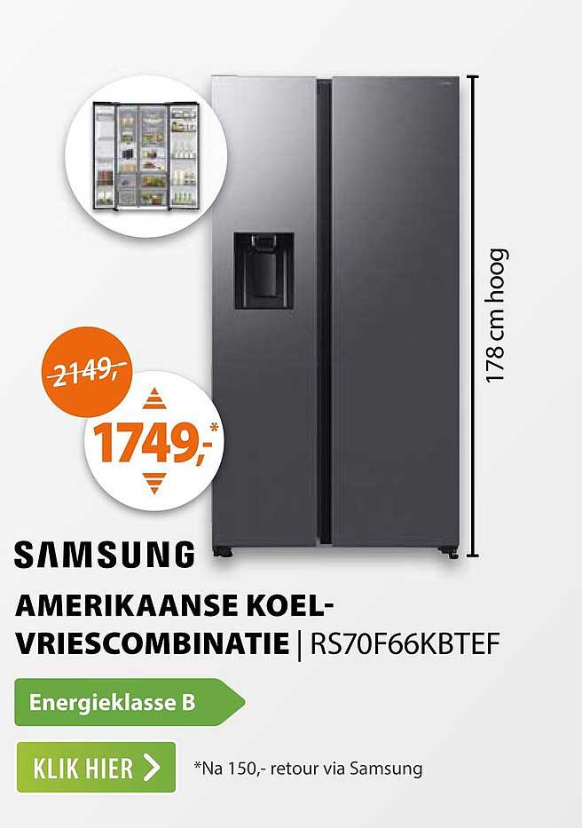 SAMSUNG AMERIKAANSE KOEL-VRIESCOMBINATIE | RS70F66KBTEF