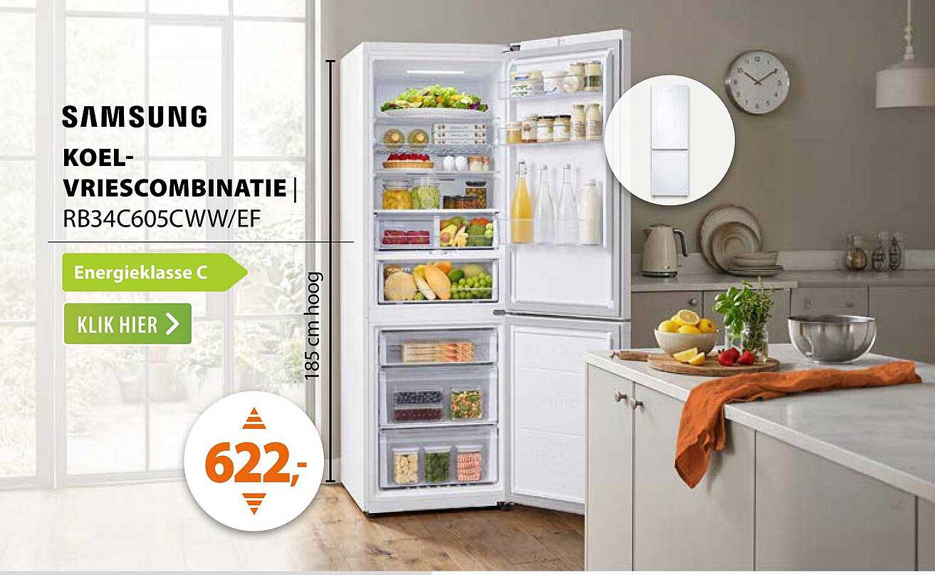 SAMSUNG KOEL-VRIESCOMBINATIE RB34C605CWW/EF