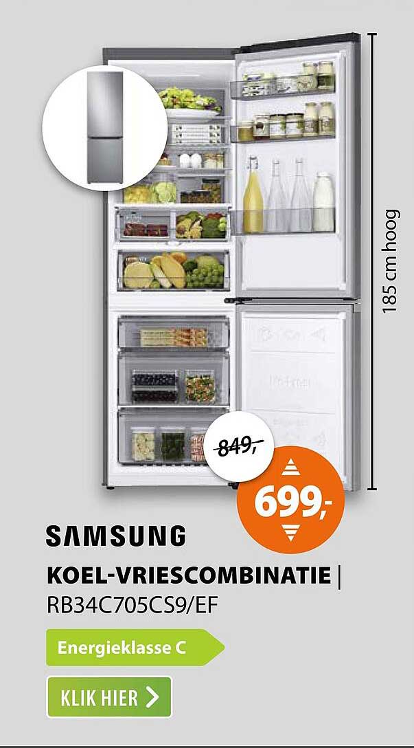 SAMSUNG KOEL-VRIESCOMBINATIE RB34C705CS9/EF