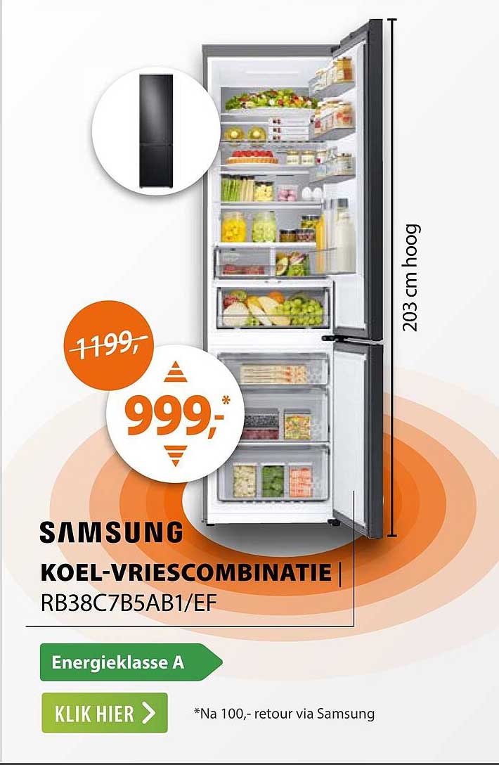 SAMSUNG KOEL-VRIESCOMBINATIE RB38C7B5AB1/EF