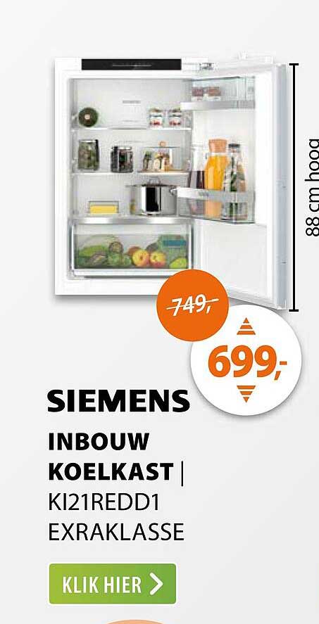 SIEMENS INBOUW KOELKAST | KI21REDD1 EXRAKLASSE
