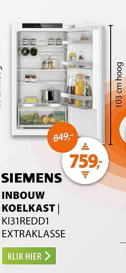 SIEMENS INBOUW KOELKAST | KI31REDD1 EXTRAKLASSE