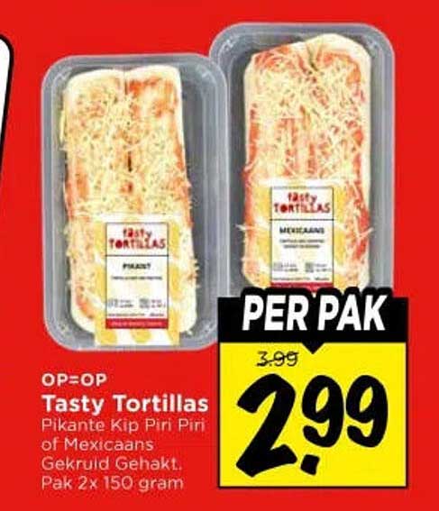 Tasty Tortillas Pikante Kip Piri of Mexicaans Gekruid Gehakt. Pak 2x 150 gram PER PAK