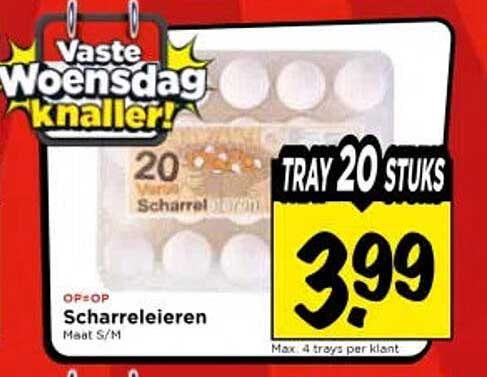 Vaste Woensdag Knaller! Scharreleieren TRAY 20 STUKS
