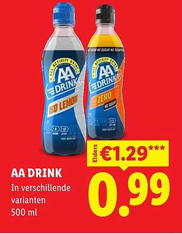 AA DRINK In verschillende varianten 500 ml