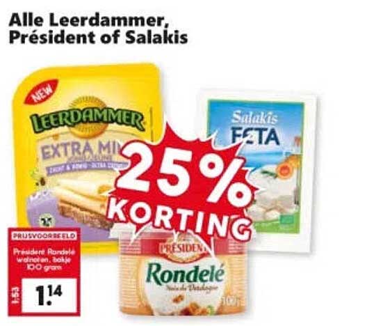 Alle Leerdammer, Président of Salakis 25% Korting