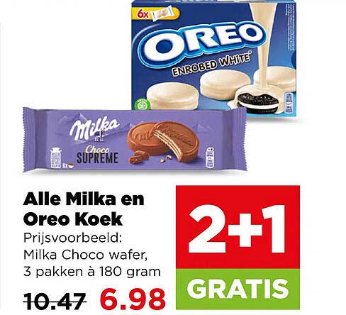 Alle Milka en Oreo Koek 2+1 GRATIS