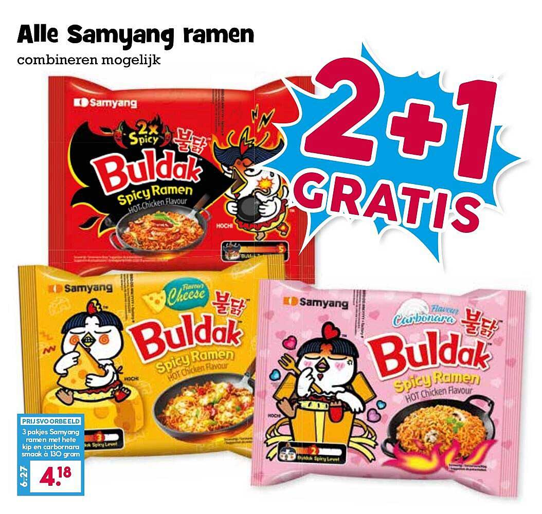 Alle Samyang ramen combineren mogelijk 2+1 gratis
