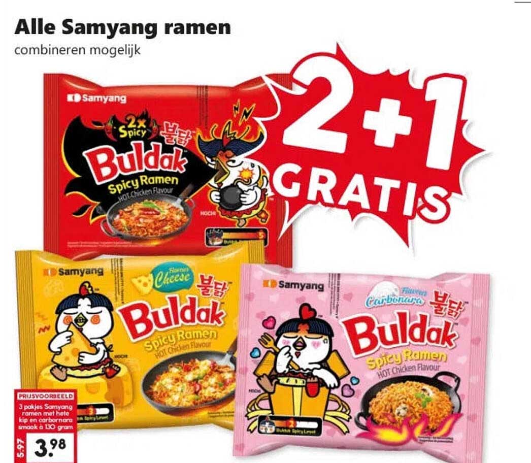 Alle Samyang ramen combineren mogelijk 2+1 gratis