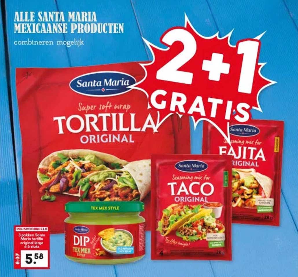 Alle Santa Maria Mexicaanse producten combineren mogelijk 2+1 GRATIS
