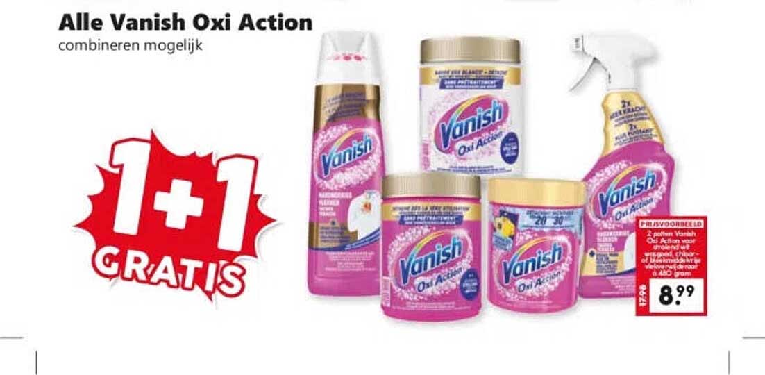 Alle Vanish Oxi Action combineren mogelijk 1+1 gratis
