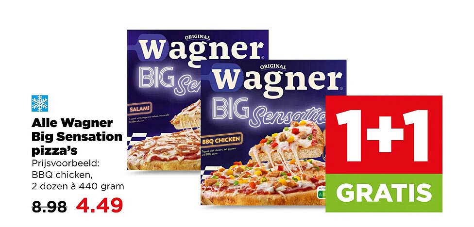 Alle Wagner Big Sensation pizza’s 1+1 GRATIS