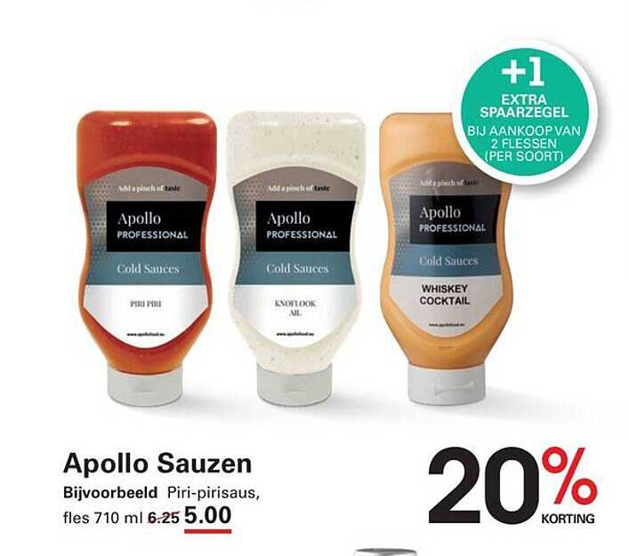 Apollo Sauzen 20% korting +1 extra spaargel
