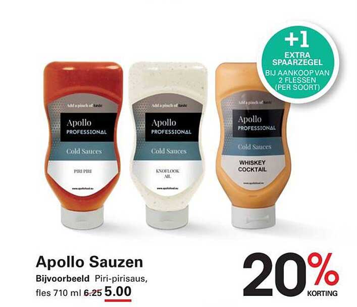 Apollo Sauzen 20% korting