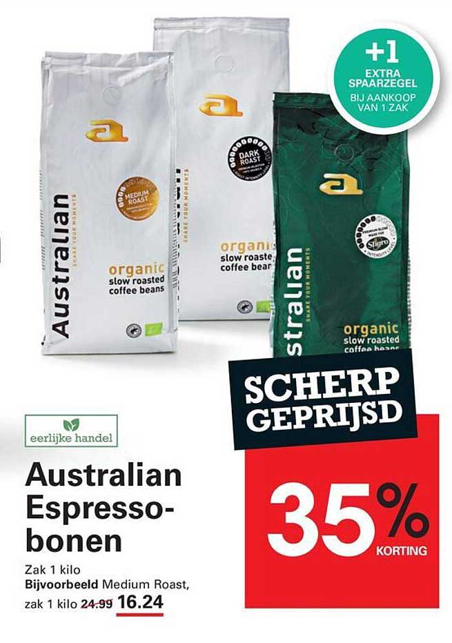 Australian Espresso-bonen 35% korting