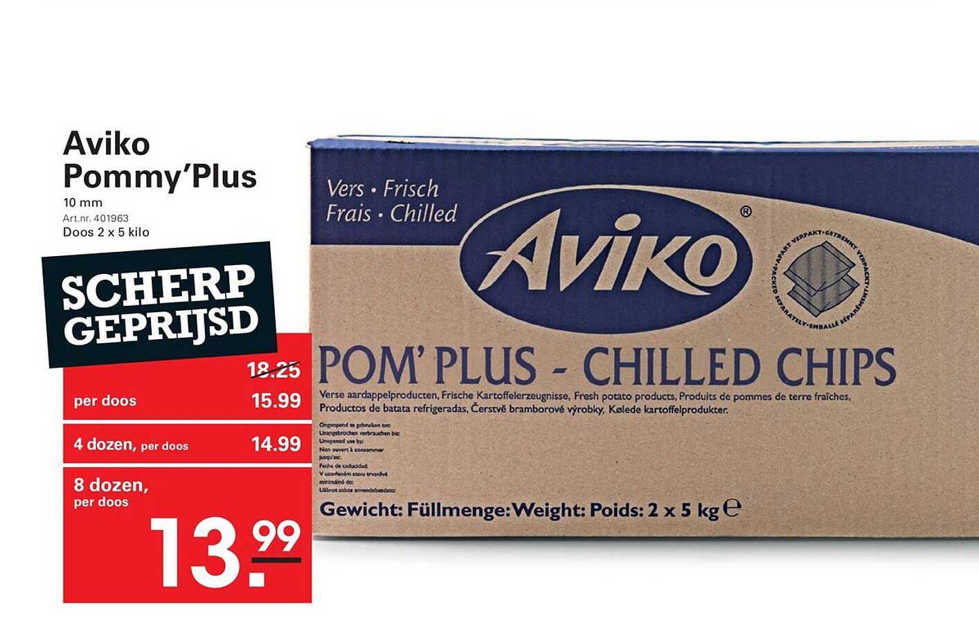 Aviko Pommy’Plus 10 mm Doos 2 x 5 kilo SCHERP GEPRIJSD