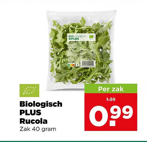 Biologisch PLUS Rucola Zak 40 gram