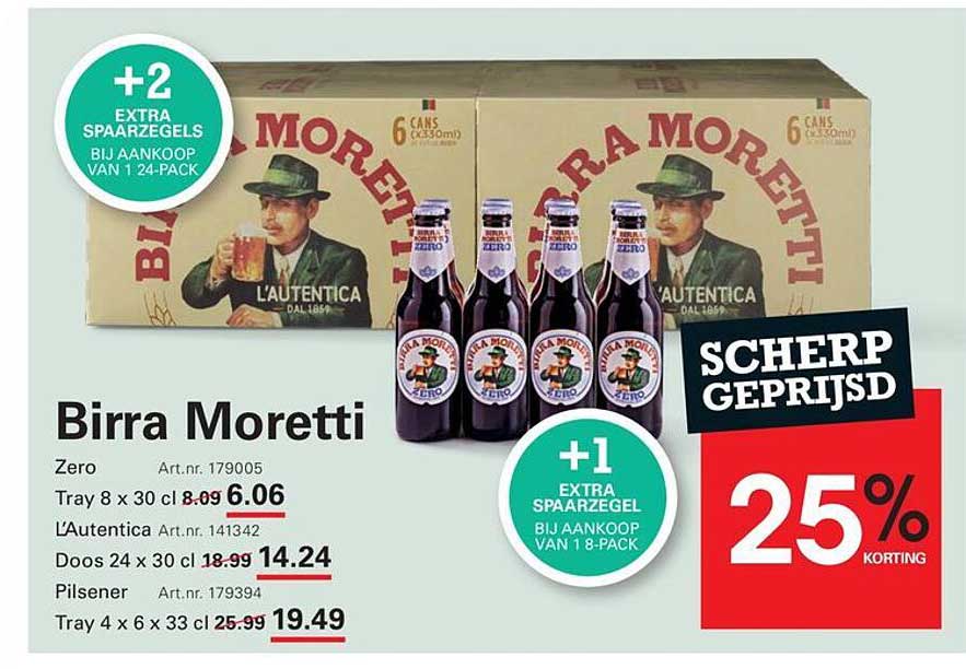Birra Moretti Zero 25% korting