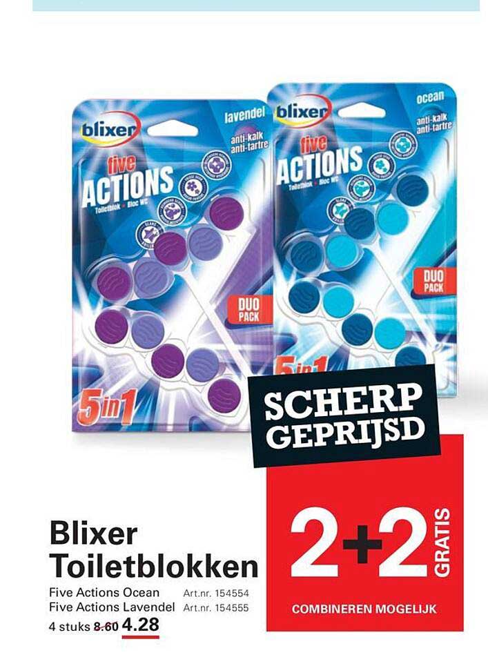 Blixer Toiletblokken Five Actions Ocean 2+2 gratis