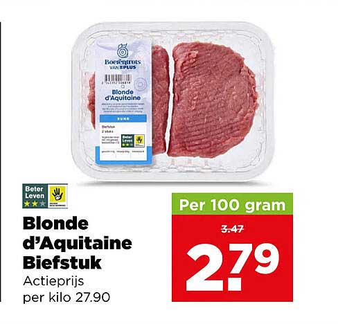 Blonde d'Aquitaine Biefstuk Actieprijs per kilo 27.90