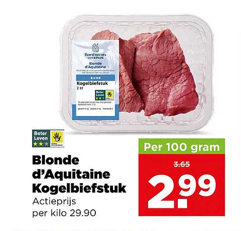 Blonde d'Aquitaine Kogelbiefstuk Actieprijs per kilo 29.90