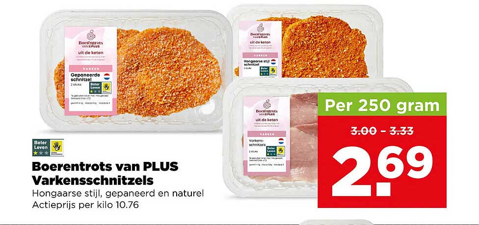 Boerentrots van PLUS Varkensschnitzels