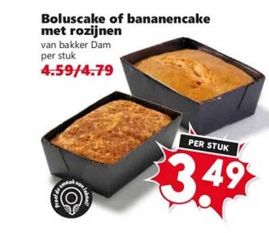 Boluscake of bananencake met rozijnen