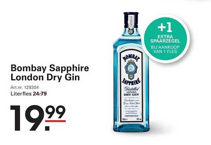 Bombay Sapphire London Dry Gin +1 extra spaarzegel bij aankoop van 1 fles