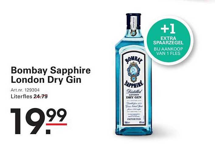 Bombay Sapphire London Dry Gin +1 extra spaarzegel bij aankoop van 1 fles