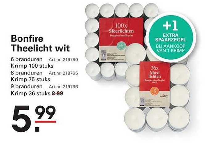 Bonfire Theelicht wit