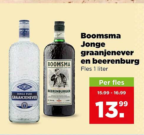 Boomsma Jonge graanjenever en berenburg Fles 1 liter