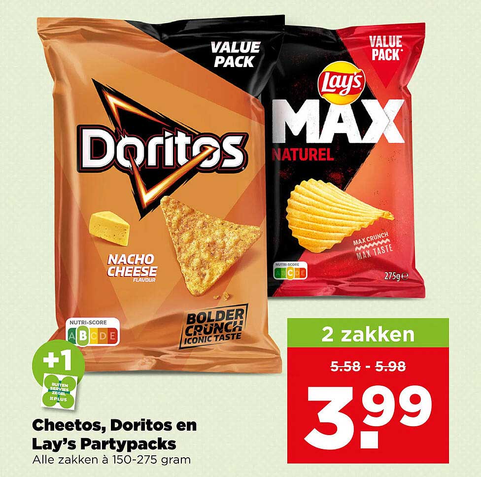 Cheetos, Doritos en Lay's Partypacks +1