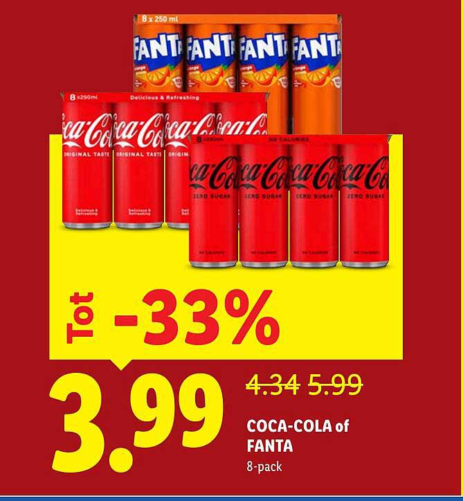 COCA-COLA of FANTA 8-pack Tot -33%