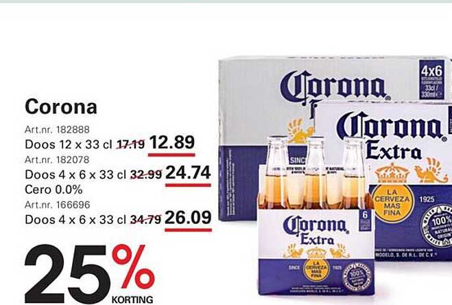 Corona 25% korting