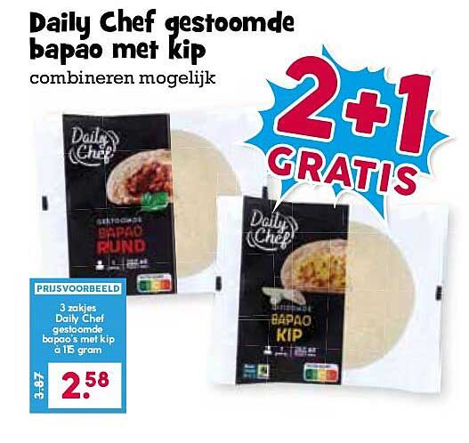 Daily Chef gestoomde bapao met kip combineren mogelijk 2+1 GRATIS