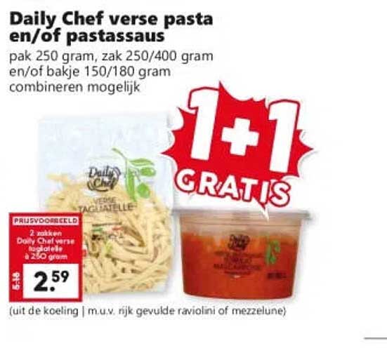 Daily Chef verse pasta en/of pastasaus 1+1 GRATIS