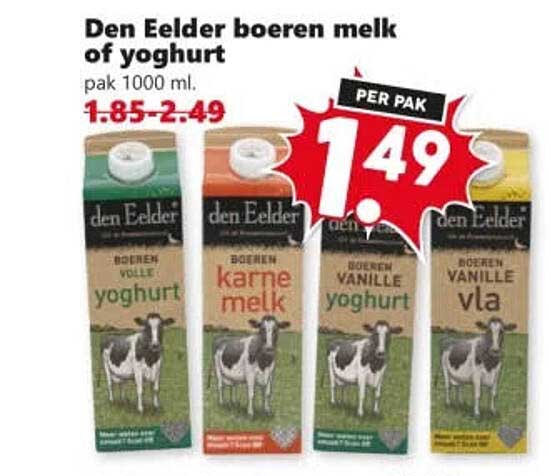 Den Elder boeren melk of yoghurt pak 1000 ml