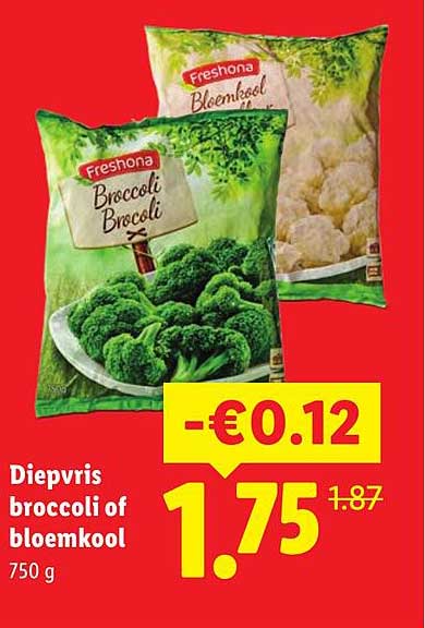 Diepvries broccoli of bloemkool 750 g