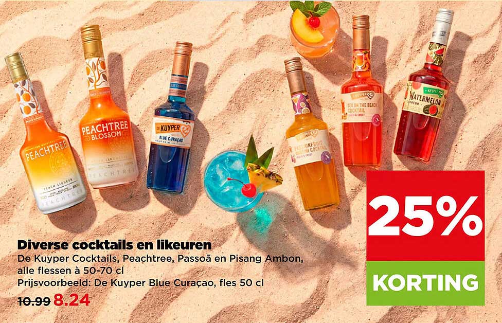 Diverse cocktails en likeuren 25% KORTING